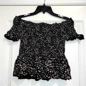 Japna black floral blouse | size: S | color: black